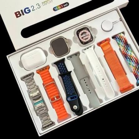 I20 Ultra Max suit Smart Watch 10 in 1 box 2.3inch large screen with 7 strips smartwatch With Earbuds
